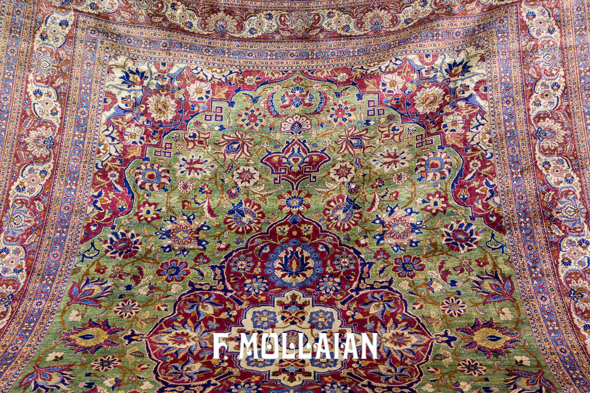 Kashan Silk Rug Green Pistachio n°:113689